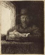 Self-Portrait,Etching at a Window REMBRANDT Harmenszoon van Rijn